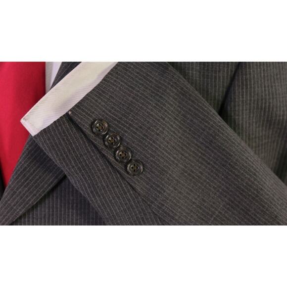 Paul Stuart Gray Thin Striped Wool Crepe 3-Btn Suit 40R - Picture 6 of 10